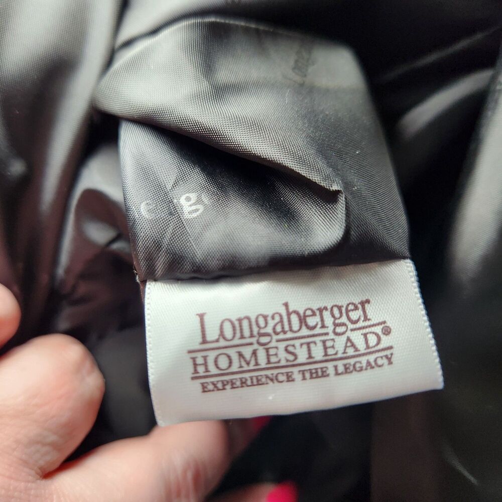 Longaberger Homestead Tote Bag Large Shoulder Purse Floral Canvas Black Grey Zip View 6
